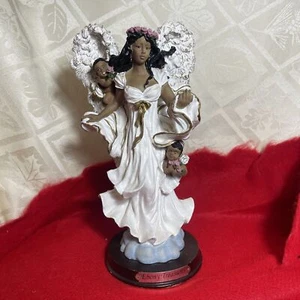 Ebony Treasures Black African American Guardian Angel Figurine Statue 8 1/2" - Picture 1 of 10