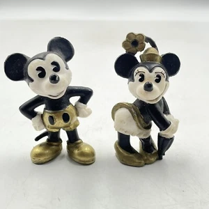 2 X Bullyland Vintage Minnie Mickey Mouse Hand Painted 1984 Figure Black Gold - Foto 1 di 8