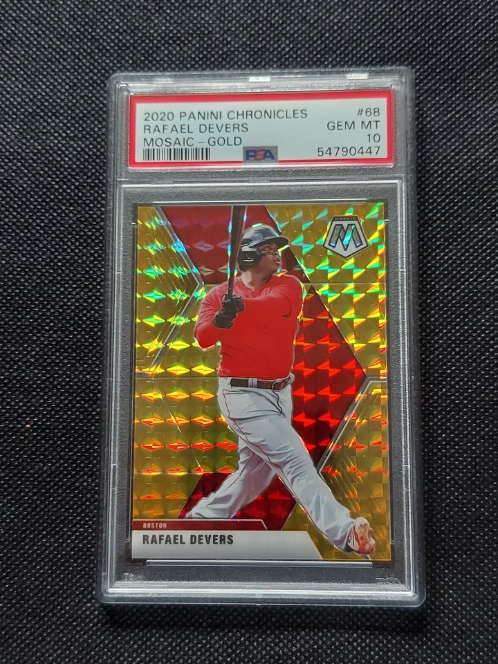 Rafael Devers 2020 Panini Chronicles Mosaic Baseball Gold Prizm #2/10 PSA 10 - Image 1 of 3