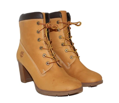 Timberland Premium Mujer Botas Tacón Corto Talla 9.5 M Cuero Trigo 83357 6690 Foto 1 de 4