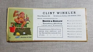 Vintage 1940 Brown & Bigelow Erinnerung Werbung Verkäufer Clint Winkler - Bild 1 von 5