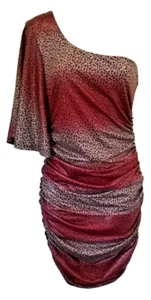 Vestido Panacher Un Hombro Rojo Rayas Estampado Leopardo Elástico Talla 8 Nuevo - Imagen 1 de 6