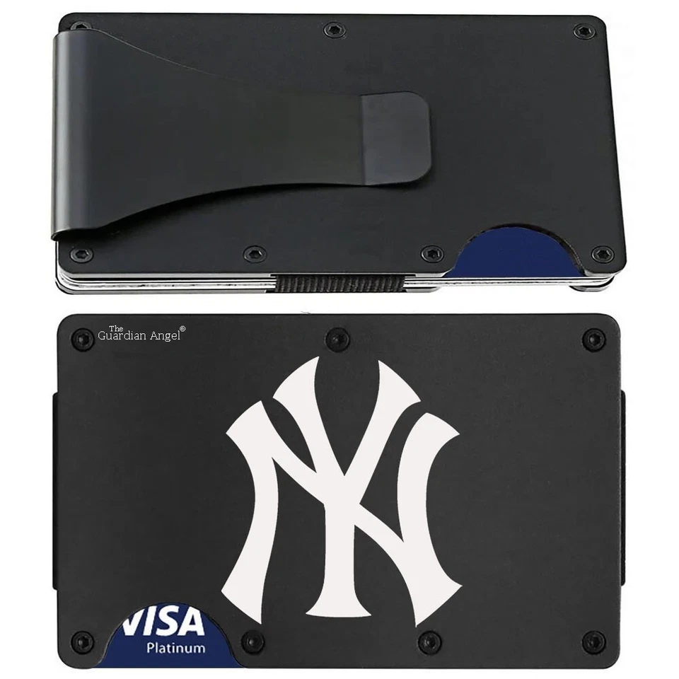 Cartera New York Yankee NY Grabada Titanio Fibra de Carbono Negra Bloqueo FID D7 Foto 1 de 4