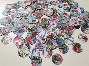 Tropical Palm Leaf Hawaiian Round Confetti Table Decoration Beach Party Circle - Picture 1 of 2