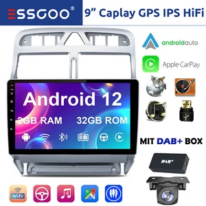 DAB+ Android 12 Apple CarPlay Autoradio GPS NAV Kamera für Peugeot 307 2002-2013 - Bild 1 von 13