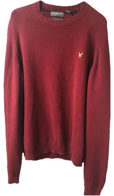 Vintage Lyle & Scott Thick Burgundy Crew Sweater Scotland Men’s Size - Large - Image 1 of 4