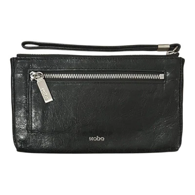 Cartera sin asas HOBO con correa - negra con herrajes plateados ~ ¡aspecto vintage envejecido! Foto 1 de 4