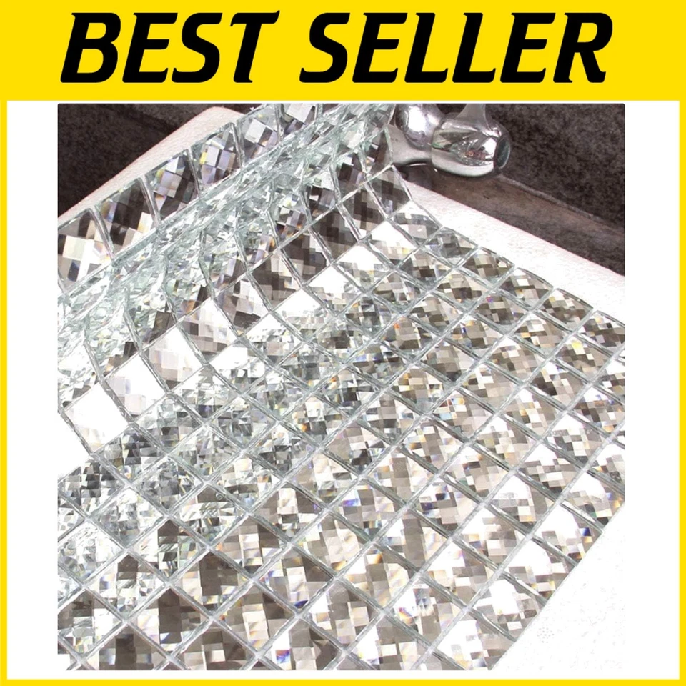 Paquete de 5 azulejos de espejo cuadrados pelados y pegados - resistentes al agua para toda decoración de paredes Foto 1 de 4