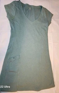 Ladies Horny Toad Size Medium Green V-Neck Cap Sleeve Mini Dress Pocket Tomboy - Imagen 1 de 5