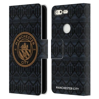 MAN CITY FC 2020/21 BADGE KIT LEATHER BOOK WALLET CASE COVER FOR GOOGLE PHONES - Image 1 of 4