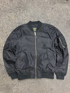 Alpha Industries Flight Bomber Jacket Black Nylon Mens Large 3A 382 - Picture 1 of 8