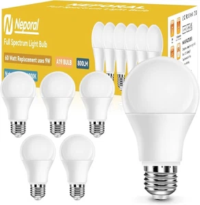 Full Spectrum Light Bulb, 6000K Natural Sunlight 6 Count (Pack of 1), White - Picture 1 of 6