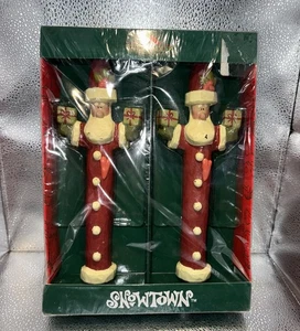 VINTAGE KURT S ADLER SNOWTOWN CHRISTMAS SANTA TAPER CANDLES 12" PAIR  - Picture 1 of 9