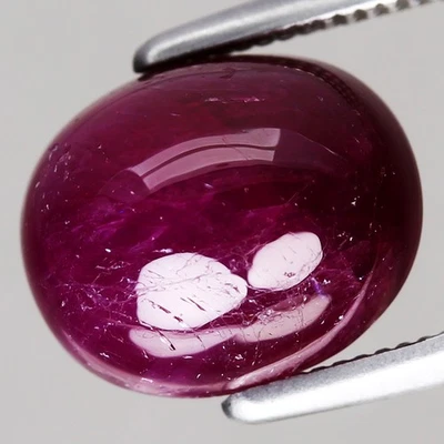 4.11ct Oval Cab 9.2x7.6mm Natural Unheated Purplish Red Ruby Mozambigue, Africa - Image 1 of 4