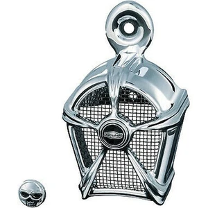 Kuryakyn Chrome with Black Mesh Mach 2 Horn Cover for Harley Davidson (1992-Up) - Picture 1 of 1