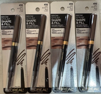 4 L'Oréal Paris Brow Stylist Shape & Fill Eyebrow Pencil - 410 Light Brunette - Image 1 of 3