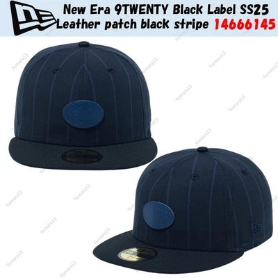 New Era 9TWENTY Black Label SS25 Leather patch black stripe 14666145 - Image 1 of 4