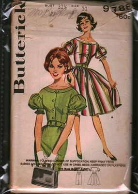 9788 Vintage Butterick Sewing Pattern Juniors 1960s Shallownecked Dress 11 OOP - Image 1 of 2