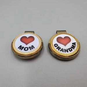 Love Mom Grandma Golf Ball Markers Magnetic with Hat Clip Red Heart - Picture 1 of 7