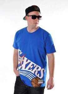 Mitchell & Ness Philadelphia 76ers BLUE Big Face T Shirt  