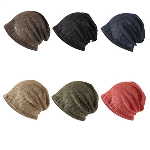 Women's Baggy Casual Knit Beanie Cap Breathable Skull Cap Nightcap - Picture 1 of 21