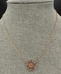 Vintage singende gold silberfarbene Rose Anhänger Halskette von 1928 - 16,5 Zoll - Bild 1 von 5