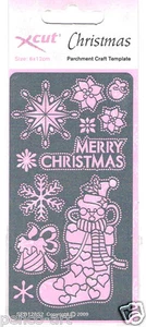 Xcut Parchment Template Merry Christmas Poinsettia Snowflake Candle Santa Sack - Picture 1 of 1