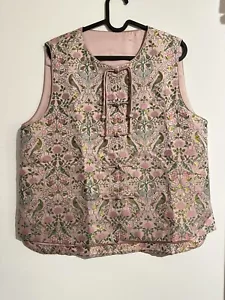 New Chinese Hanfu Pure Silk Vest Pink Golden Bird Floral Traditional Handmade L - Picture 1 of 5