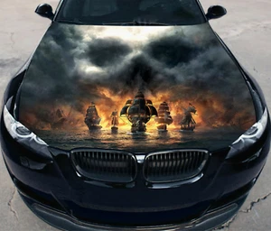 Car Hood Pirate's Ships Skull Cloud Wrap Vinyl Full Graphics Decal Sticker - Bild 1 von 3
