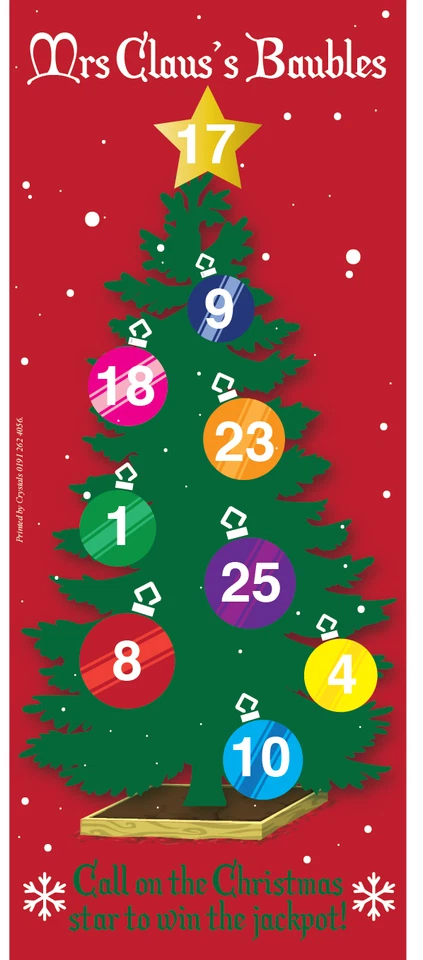 MRS CLAUS BAUBLES FUN CHRISTMAS BINGO FLYERS 100 SHEETS BINGO TICKETS