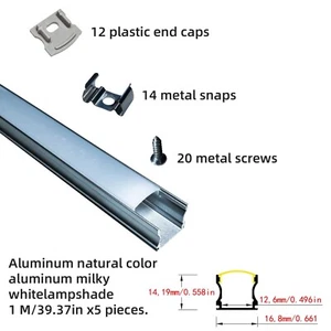 17x14mm 3.3ft LED strip light channel profile with diffuser no led spot 10pcs - Picture 1 of 12