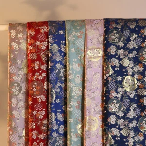 Brokat Damast Stoff Kunstseide Satin Bestickt Japanisch Blumenmuster 150 100cm - Bild 1 von 17