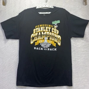Pittsburgh Penguins Shirt 2017 Stanley Cup Adult Men Large New Black NHL Hockey - Picture 1 of 8