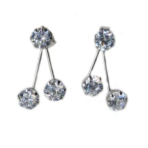 Orecchini Argento 925 Punto Luce Con 6 Brillanti Di Zircone - Foto 1 di 1