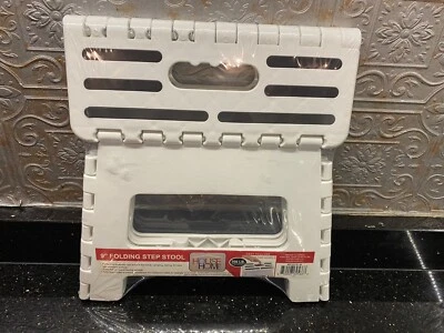 NIP House 2 Home 9" Plastic 1 Step Folding Step Stool  300# Load Capacity White - Image 1 of 4