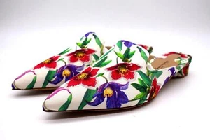 Salvatore Ferragamo 'Maida' Floral Grosgrain Slide Mule, Stampa White Size 9.5 - Picture 1 of 12
