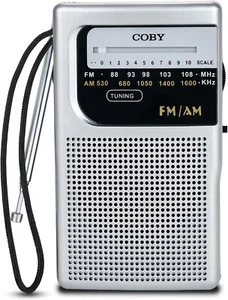 Radio de bolsillo portátil AM FM transistor compacto radio de bolsillo plateada NUEVA... - Imagen 1 de 7