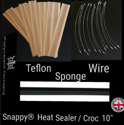 Snappy® Heat Sealer Croc sealer 10" Teflon Strips Tape & 10" Wire Element Spares