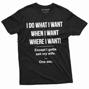 Herren Lustiges Shirt Let Me Ask My Frau Ehemann Geschenk T-Shirt Vatertag - Bild 1 von 8