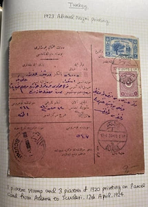 1924 Adana Turkey Parcel Receipt card Cover To Scudari - Picture 1 of 3