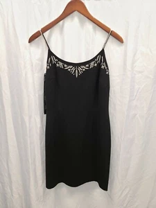Nicole Miller Collection Size 4 Black Beaded Short Black Spaghetti Strap Dress  - Picture 1 of 5