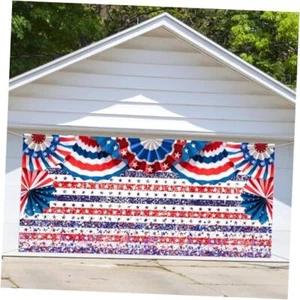 Independence Day Patriotic Garage Door Decoration Banner, Large 7X16 Flag-2 - Picture 1 of 6