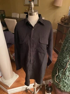 Montage Mens Button Front Shirt Black microfiber Long Sleeve Pocket M. NEW - Picture 1 of 8