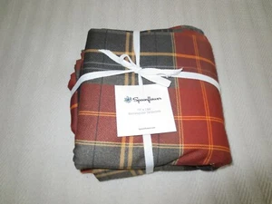 NWT SPOONFLOWER 100% Luxe Cotton Sateen RUST/GREY PLAID TABLECLOTH - 70" x 144" - Picture 1 of 7