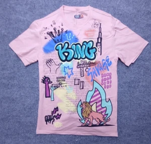 HUGE Fashion Exchange T-Shirt Men's XL Embroidered Varsity Pink Hip Hop King - Picture 1 of 8