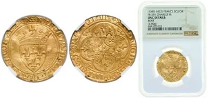 France 13801422 1 Gold Ecu Gold 999 NGC UNC - Picture 1 of 1