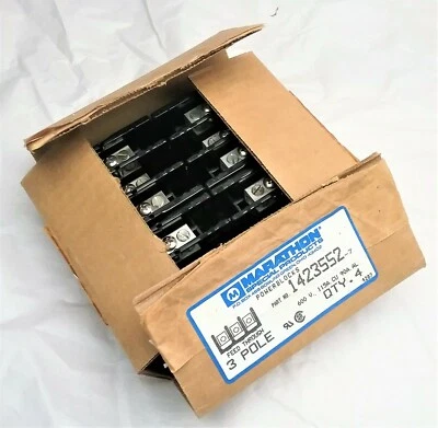 QTY 4 MARATHON TERMINAL POWERBLOCKS  PART # 1423552   600V - 115A CU 90A  - Image 1 of 4