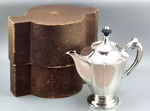 Art Deco Kaffeekanne Silber 800 Hammerschlag Teekanne in orig. Box Schweden (73) - Bild 1 von 12