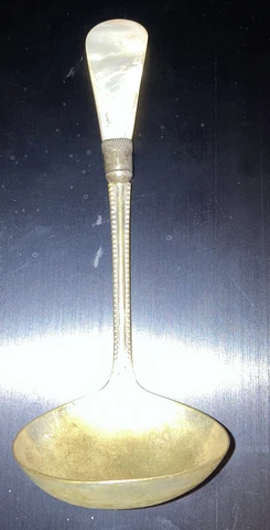 Vintage STERLING SILVER Ladle w/ Mother of Pearl Handle Cover