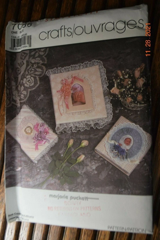 SIMPLICITY 7066 FABRIC COVERED FRAME BOOK ALBUM COVER PATTERN UNCUT - Image 1 of 1